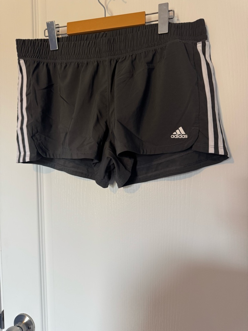 adidas Black Athletic Shorts with White Side Stripes